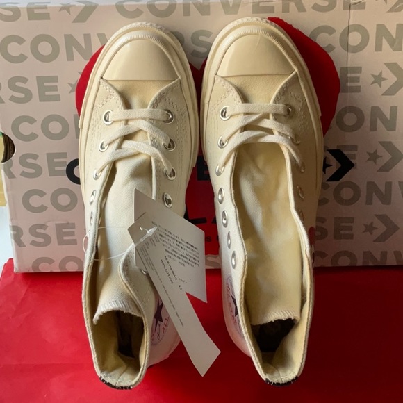 ❤️  DES GARÇONS PLAY X CONVERSE CHUCK TAYLOR HIDDEN HEART HIGH TOP SNEAKERS NWT - Picture 7 of 16